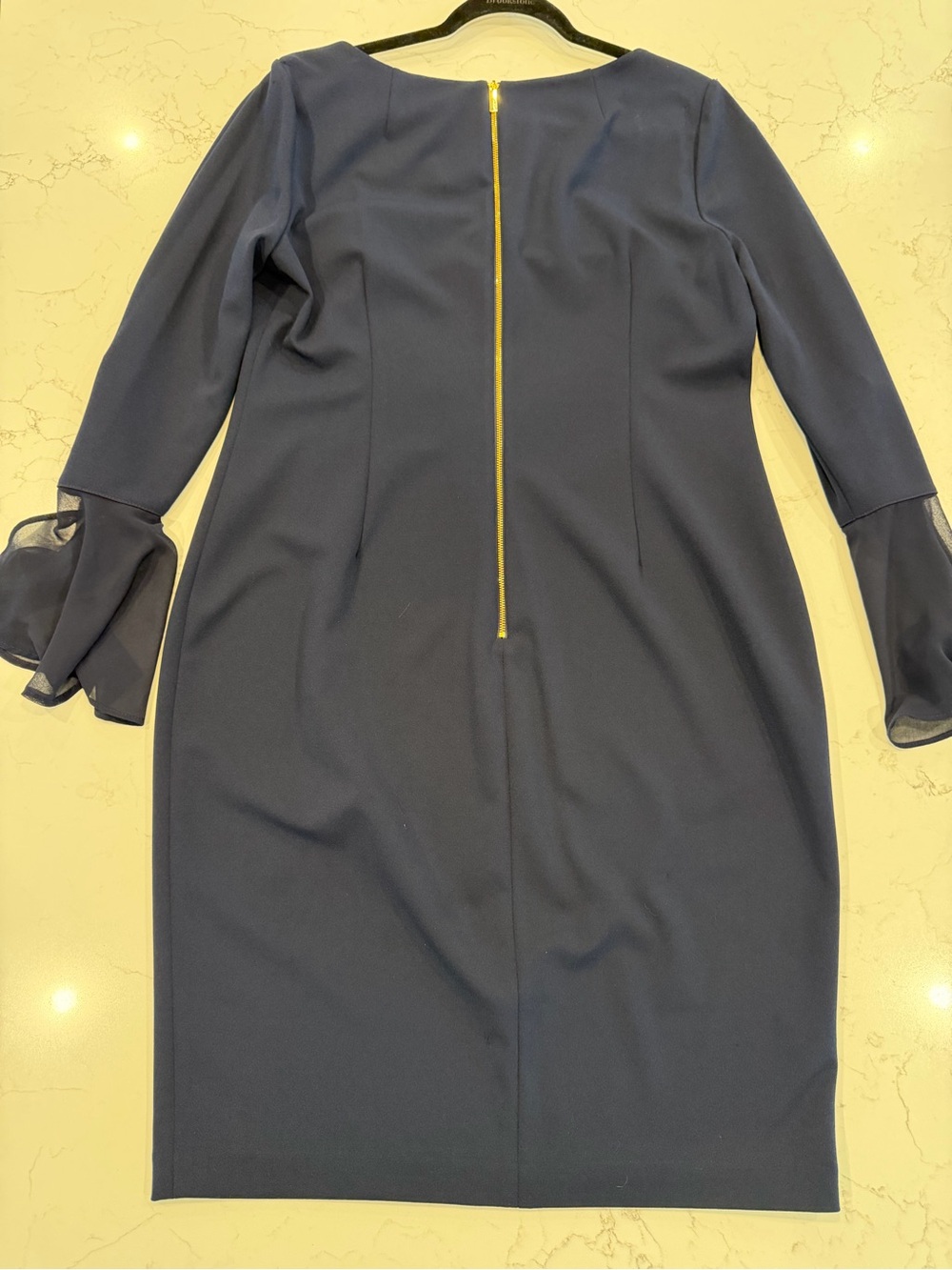 Calvin Klein Navy Bell-Sleeve Shift Dress - Picture 2 of 10
